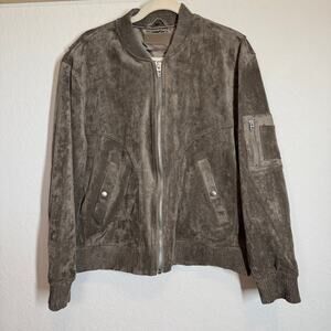 Women's Blank NYC Faux Suede Brown Zip Front Bomber Style Jacket Size Large